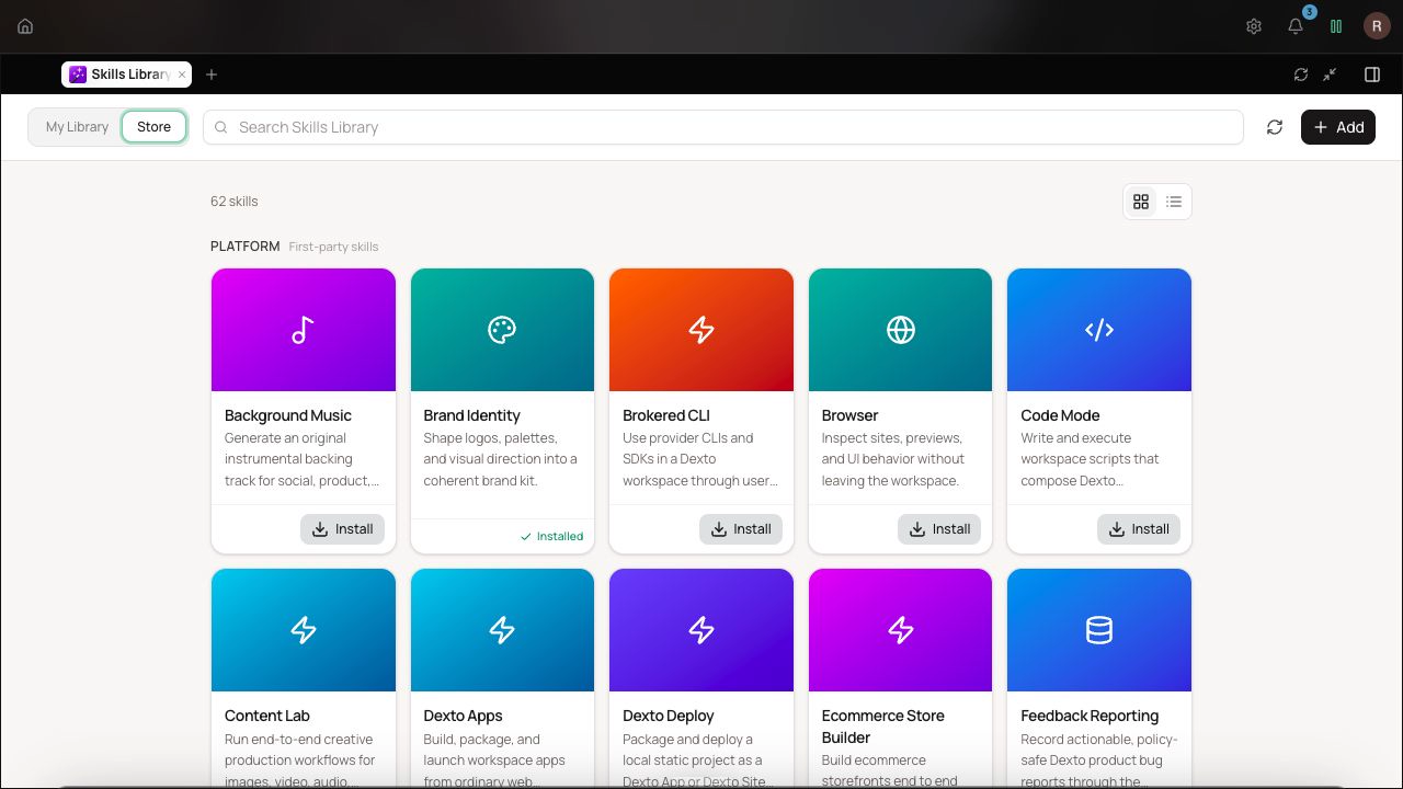 Skills Store screenshot